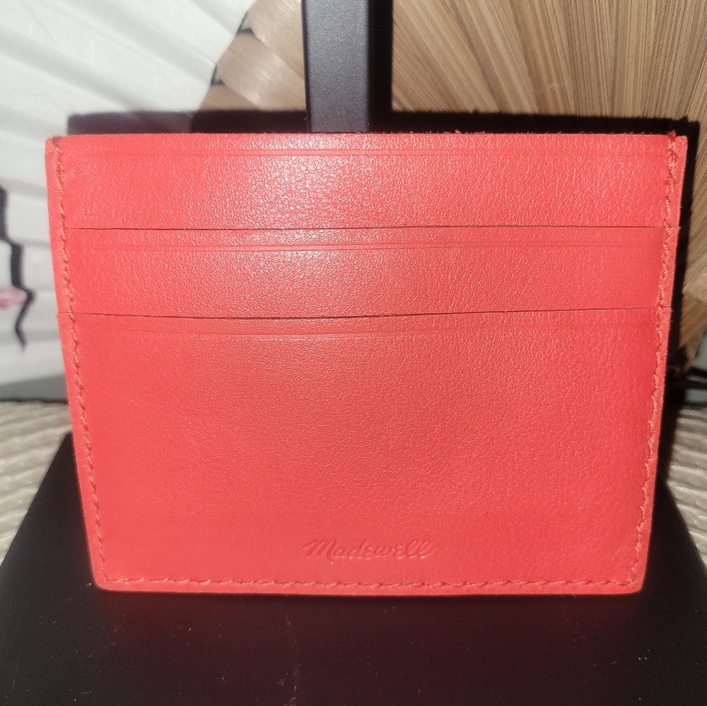 Madewell Coral-Red Leather Slim Card Case